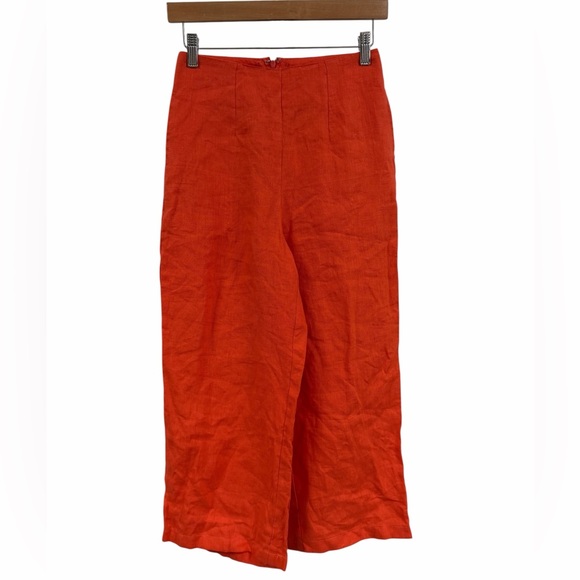 FAITHFULL THE BRAND Tomas linen Pants in Plain Tangerine size 6 - Picture 2 of 7